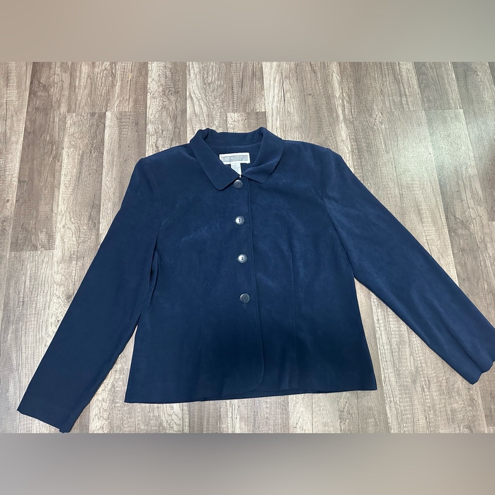 Jessica Howard Blue‎ Microsuede Blazer, Size 16